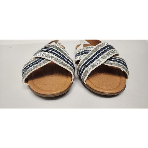 Comfortview Women's Slingback Blue/White Flat Sandals Size 10W - Picture 9 of 12